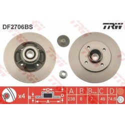 Lot de 2 Disque+Rlt TRW (x1) DF2706BS