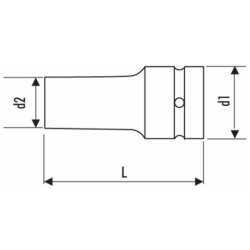 Douilles longues Impact 1/2" - 6 pans - métriques E113613 EXPERT