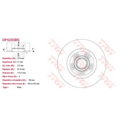 Lot de 2 Disque+rlt TRW (x1) DF6203BS