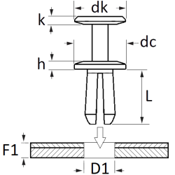 RIVET PLASTIQUE Ø 5 mm